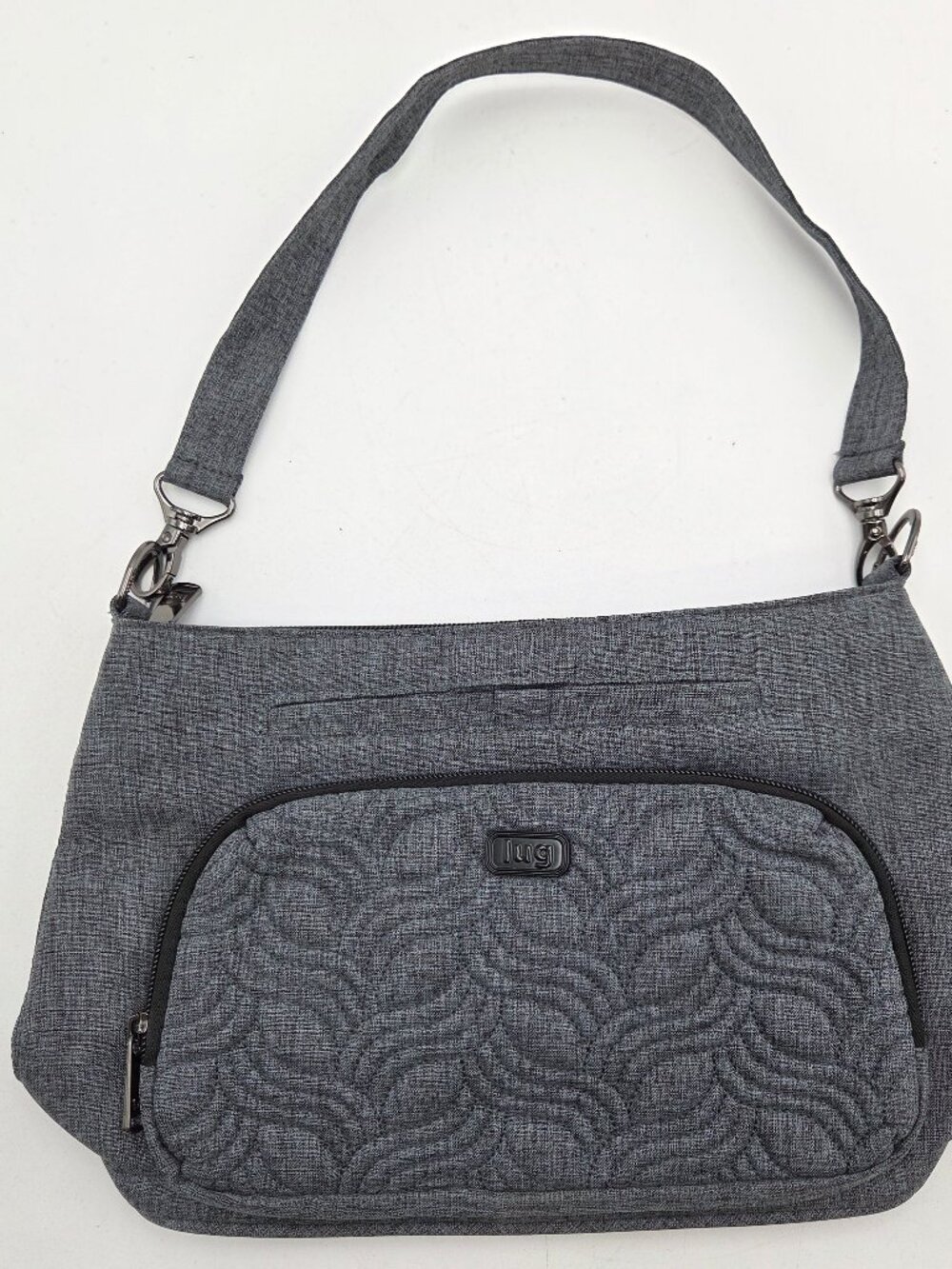 Lug Samba Shoulder Bag RFID Protected Multi Pocket Travel Purse Heather Gray